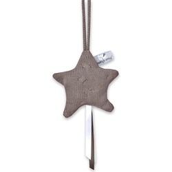 Baby's Only Gebreide decoratie hanger ster Cable - Decoratieve accessoires - Taupe - Met ophanglusje