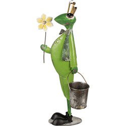Clayre & Eef Decoratie Beeld Kikker Groen Metaal