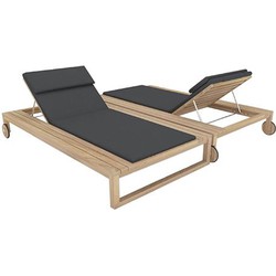 24Designs San Remo Duo Sunlounger Deluxe - 2 Persoons Ligbed Teakhout + Ligkussen