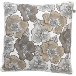 Dutch Decor SIMONE - Kussenhoes met bloemenprint zand 45x45 cm - Dutch Decor