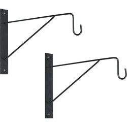 3x stuks muurhaak / plantenhaak voor hanging basket van verzinkt staal grijs antraciet 35 cm - Plantenbakhaken