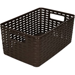 Plasticforte Opbergmand - Kastmand - rotan kunststof - donkerbruin - 10 Liter - 22 x 33 x 16 cm - Opbergmanden