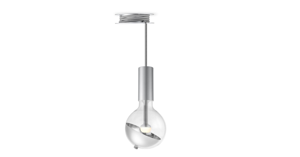 Move Me hanglamp Pulley - grijs / Sphere 5,5W - zilver