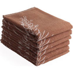 DoubleDry Luxe Keukenhanddoeken Set - 6 Stuks - 50x50 cm - 100% Katoen - Hoge Absorptie & Duurzaam - Molen, Bruin