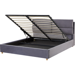 BATILLY  - Tweepersoonsbed - Grijs - 140 x 200 cm - Fluweel