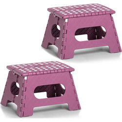 Opstapkrukje/Opstapje - 2x - opvouwbaar - roze - 35 x 22 cm - Huishoudkrukjes