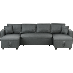 Beliani SOMMEN - Hoekbank-Grijs-Polyester