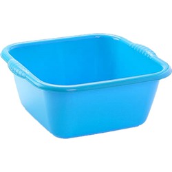 Kunststof teiltje/afwasbak vierkant 25 liter blauw - Afwasbak