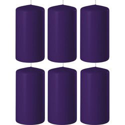6x Kaarsen paars 6 x 8 cm 27 branduren sfeerkaarsen - Stompkaarsen