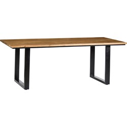 D - Livingfurn - Moderne Bruine Eetkamertafel Colorado - U-Poten - Eettafel van Mango Hout Gecoat Staal - 200 cm