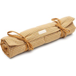 Kave Home - Draagbare Trufa-deken voor huisdieren 100% katoen gecombineerd mosterdgeel en wit stiksel