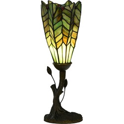 LumiLamp Tiffany Tafellamp  Ø 15x42 cm Groen Glas Tiffany Bureaulamp