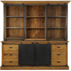 HSM Collection-Buffetkast Blackburn 4 Deur 6 La-220x50x220-Naturel/Zwart-Teak/Metaal