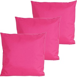 Anna's collection buitenkussens - 3x - fuchsia roze - 60 x 60 cm - Sierkussens