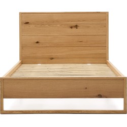 Kave Home - Bed Alguema van eikenfineer met naturel afwerking voor een matras van 90 x 190 cm