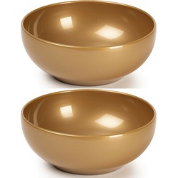 Set van 4x kommetjes/schaaltjes - Dessert/ontbijt - Kunststof - D16 cm - Goud-kleurig - Kommetjes