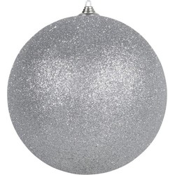 Othmar Decorations Kerstbal - zilver - D10 cm - kunststof - glitter - Kerstbal