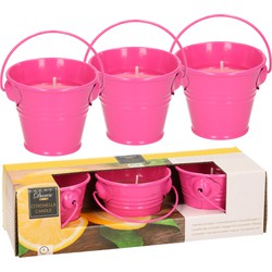 Citronella kaarsen - in zink potje - set 12x - roze - 5 branduren - geurkaarsen