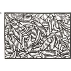 6x Tafel placemats/onderleggers met zwarte bladeren 30 x 45 cm - Placemats