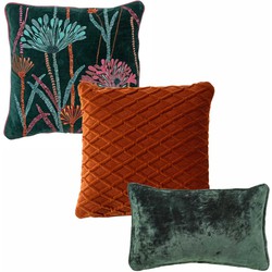 Hoii VOORDEELSET FLOWER GREEN - Set van 3 sierkussens - Mountain View - groen - Hoii - Hoii