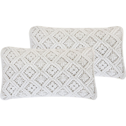 ALATEPE  - Sierkussen set van 2 - Wit - 30 x 50 cm - Katoen