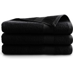 DoubleDry Hotel Badhanddoeken 70 x 140 cm – Set van 3 – 100% Katoen 500 g/m2 – Zacht & Absorberend -  Zwart
