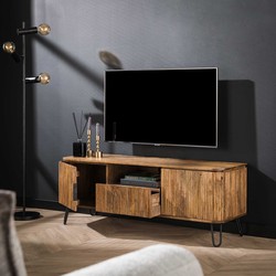 TV-Meubel Mangohout - 135x40x50cm - Incl. Achterwand - Wave