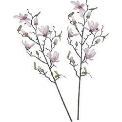 2 stuks Magnolia beverboom kunstbloemen takken 80 cm decoratie - Kunstplanten