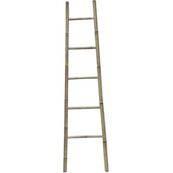 Design Laddervormige Handdoekenrek met 5 rails klein formaat - 150x40x3cm - 100% bamboe - Grijs/Bamboe - Handdoekenrek - Badkamer - Rek - Handdoeken - Design