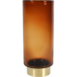 PTMD Maureen Brown glass vase metal gold base round S