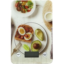 Digitale keukenweegschaal met ontbijt druk RVS 23 x 15 cm - Keukenweegschaal