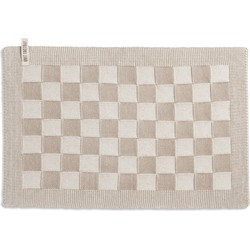 Knit Factory Gebreide Placemat - Onderlegger Block - Ecru/Linnen - 50x30 cm