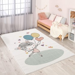 Playful Pals Kids Kinderkamer Crème vloerkleed - Balonnen - 160 X 230 CM