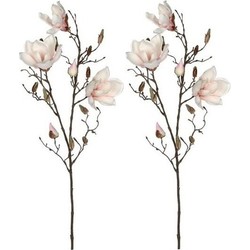 2x Magnolia beverboom kunstbloemen takken 90 cm decoratie - Kunstplanten