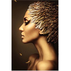 Luxe Wanddecoratie Portret Gold Feathers