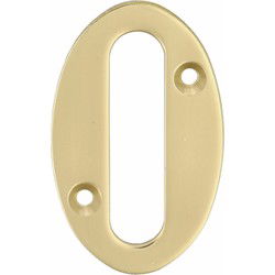 AMIG Huisnummer 0 - messing - 10cm - incl. schroeven - gepolijst - Huisnummers