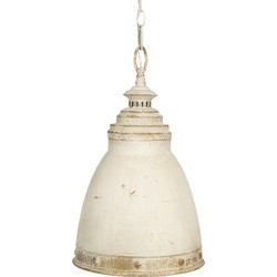 Clayre & Eef Hanglamp  Ø 28x45 cm  Wit Beige Ijzer Rond Hanglamp Eettafel