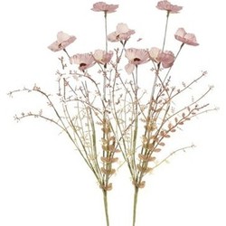 2x Roze papaver/klaproosjes takken 53 cm decoratie - Kunstplanten