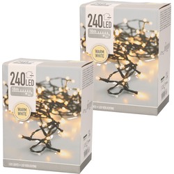 2x stuks LED kerstverlichting warm wit 240 lampjes - Kerstverlichting kerstboom