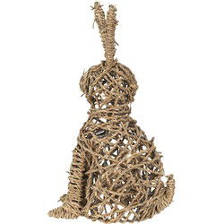 Clayre & Eef Beeld Konijn 20x15x36 cm Bruin Zeegras Woonaccessoires
