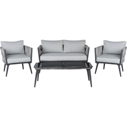 PREVEZA - Loungeset voor 4 - Lichtgrijs - PE rotan