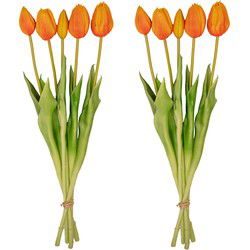 URBANJNGL - Tulpen boeket – 10 stuks – Meerdere kleuren – ‘Real Touch’ kunst tulpen – 42 cm (wit/groen)