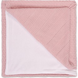 Baby's Only Gebreide wikkeldeken - Omslagdoek baby Robust - Chenille voering - Oud Roze - 75x75 cm