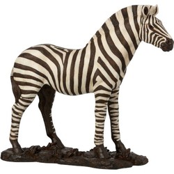  J-Line Decoratie Figuur Zebra Op Voet Wit Zwart - Large