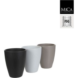 5 stuks - Bloempot Tusca pot rond mat 3 assorti h17,5xd13,5 cm - Mica Decorations