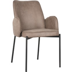 LABEL51 Eetkamerstoel Joni - Taupe - Micro Suede - Black Frame