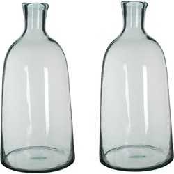 2x Mica flesvormige bloemenvazen/decoratie vazen/boeketvazen 26 x 58 cm transparant glas - Vazen