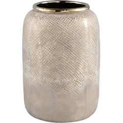 PTMD Astleigh Gold ceramic pot ribbed round high L