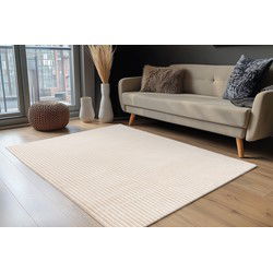 Plush Soft - Fluffy Vloerkleed - 3D Effect, Hoogpolig, 100% Polyester, Super Soft Touch - Beige- 120x170 CM