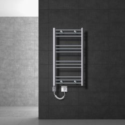ECD Germany Badkamerverwarmer elektrisch met verwarmingsstang 300W - 500 x 800 mm - chroom - recht met zijaansluiting